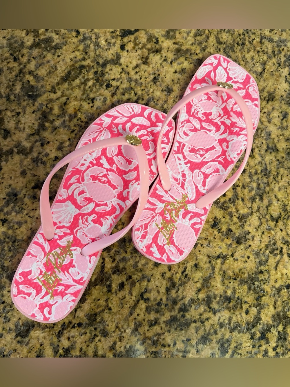 Lily Pulitzer Sandsational Square Toe Flip Flops.
